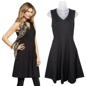 CABI Black Ponte Knit Performance Fit & Flare Dress Sleeveless Women's Small